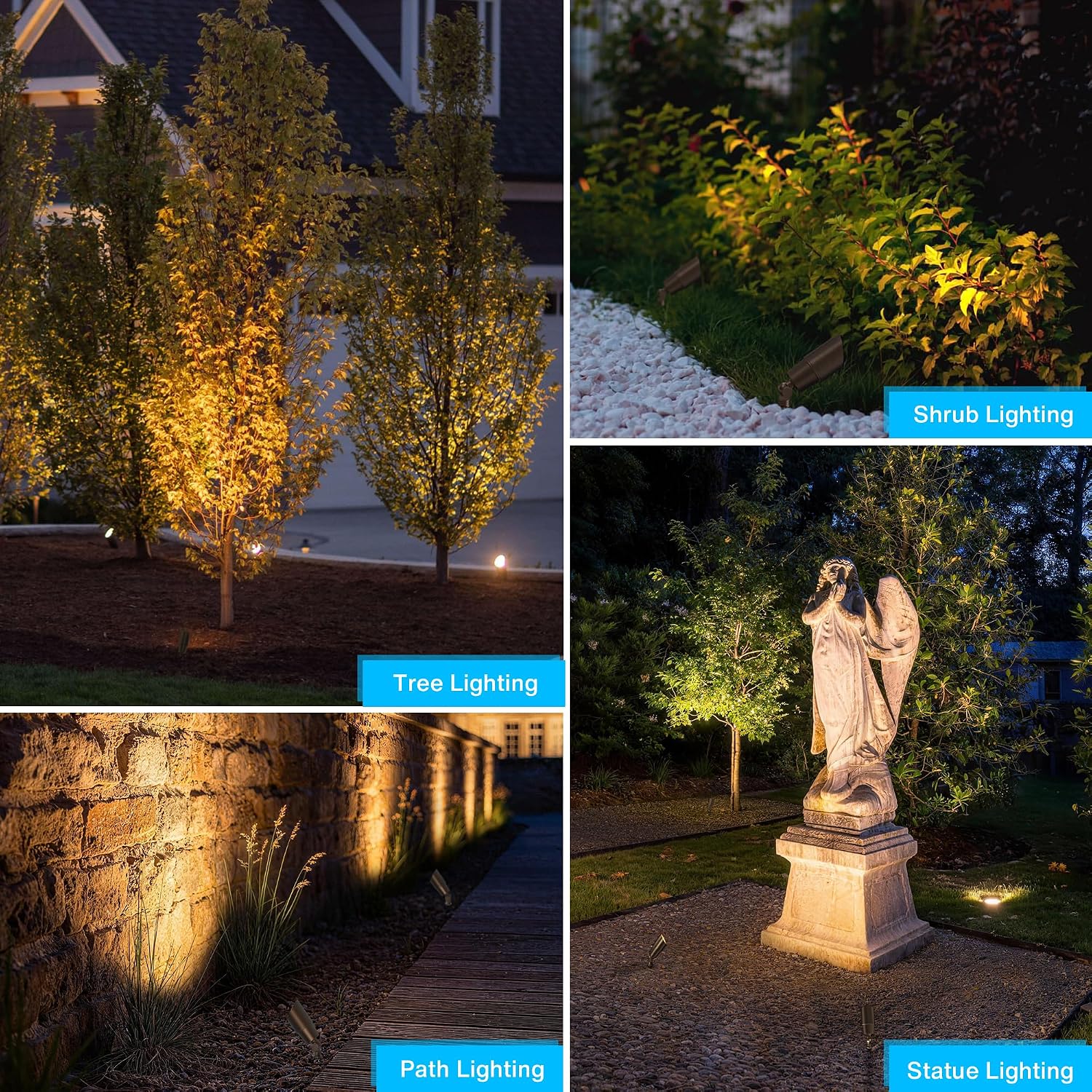 SUNVIE Solid Brass Low Voltage Landscape Spotlights 12V Heavy Duty LED Landscape Lighting Waterproof Outdoor Spotlight for Garden Yard, Classic Outdoor Spot Lights Without Bulb, 8 Pack, Bronze