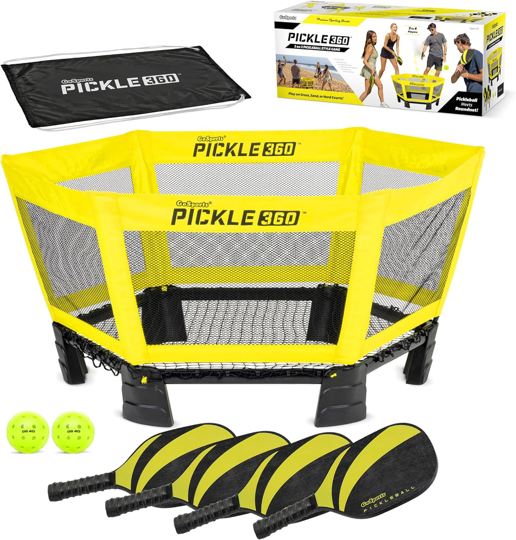 GoSports Pickle 360 Game Set – Pickleball Without a Court – Outdoor Lawn, Beach, and Backyard Paddle Ball Game