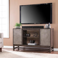 SEI Furniture - Lannington Media Storage Unit - Transitional Design, Brown & Silver Finish - Ideal for Living Room, Family Room (MS1137256)