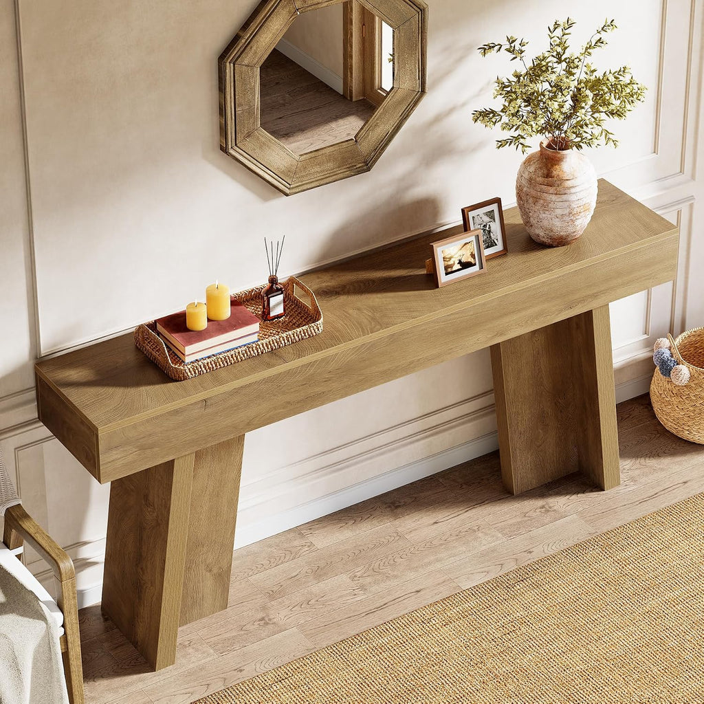 Tribesigns 70.9-Inch Long Console Table, Farmhouse Entryway Table Behind The Couch for Living Room, Hallway, Entrance, Foyer (Natural)