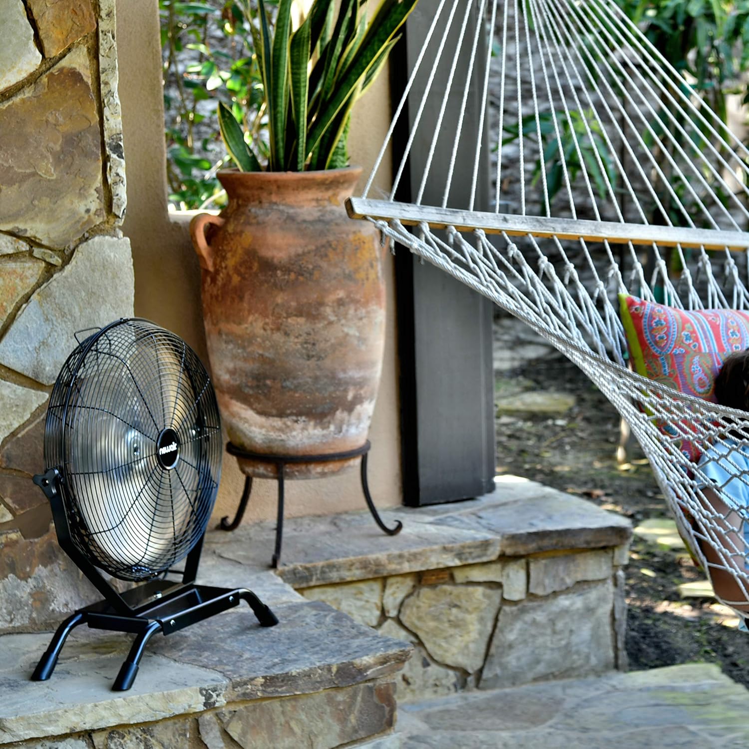 NewAir 20' High Velocity Outdoor Fan, Heavy Duty Waterproof 2-in-1 Floor Stand or Wall Mount Fan, Adjustable Tilt and 3 Speeds up to 4650 CFM | Wall Fan or Garage Fan for Indoor, Patio, Gym or Porch