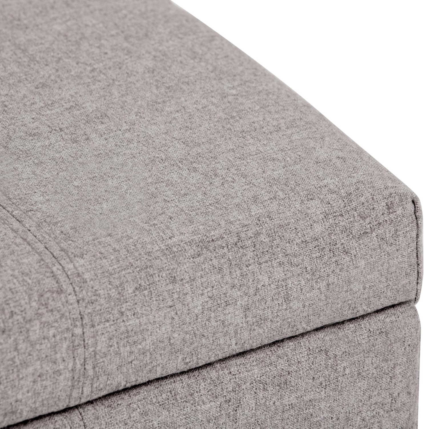 SIMPLIHOME Dover Storage Ottoman Bench - 36 inch Wide Upholstered Linen Look Fabric Rectangular Lift-Top Ottoman in Cloud Grey, Contemporary Bench for Living Room with Safety Hinges