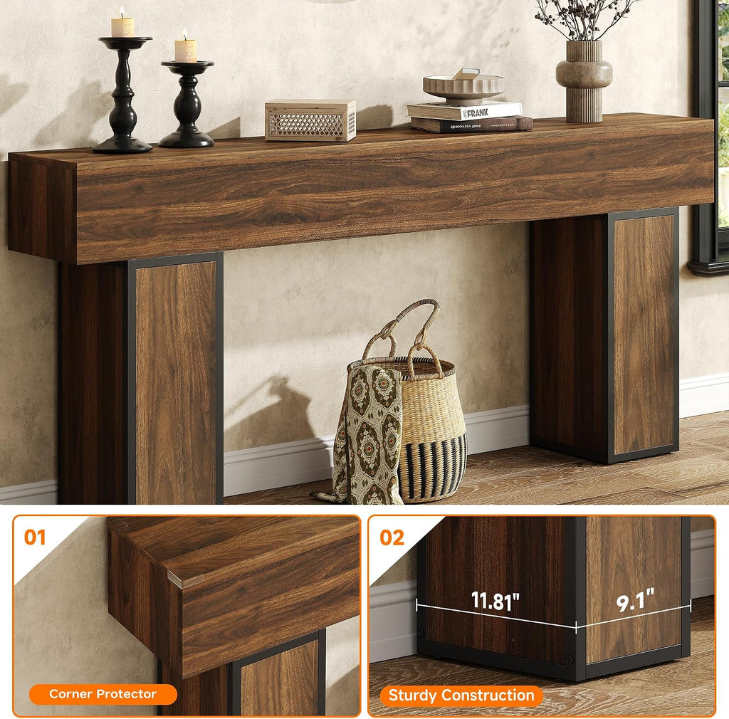 knoworld 70.9-Inch Long Console Table, Wooden Sofa Table Behind Couch Tables, Farmhouse Entryway Table Accent Table for Entrance, Hallway, Living Room, Foyer, Rustic Brown