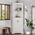KEIKI 69' Tall Corner Cabinet, Farmhouse Corner Storage Cabinet with Doors & Shelves, Home Storage for Living Room, Bathroom, Dining Room or Kitchen, White