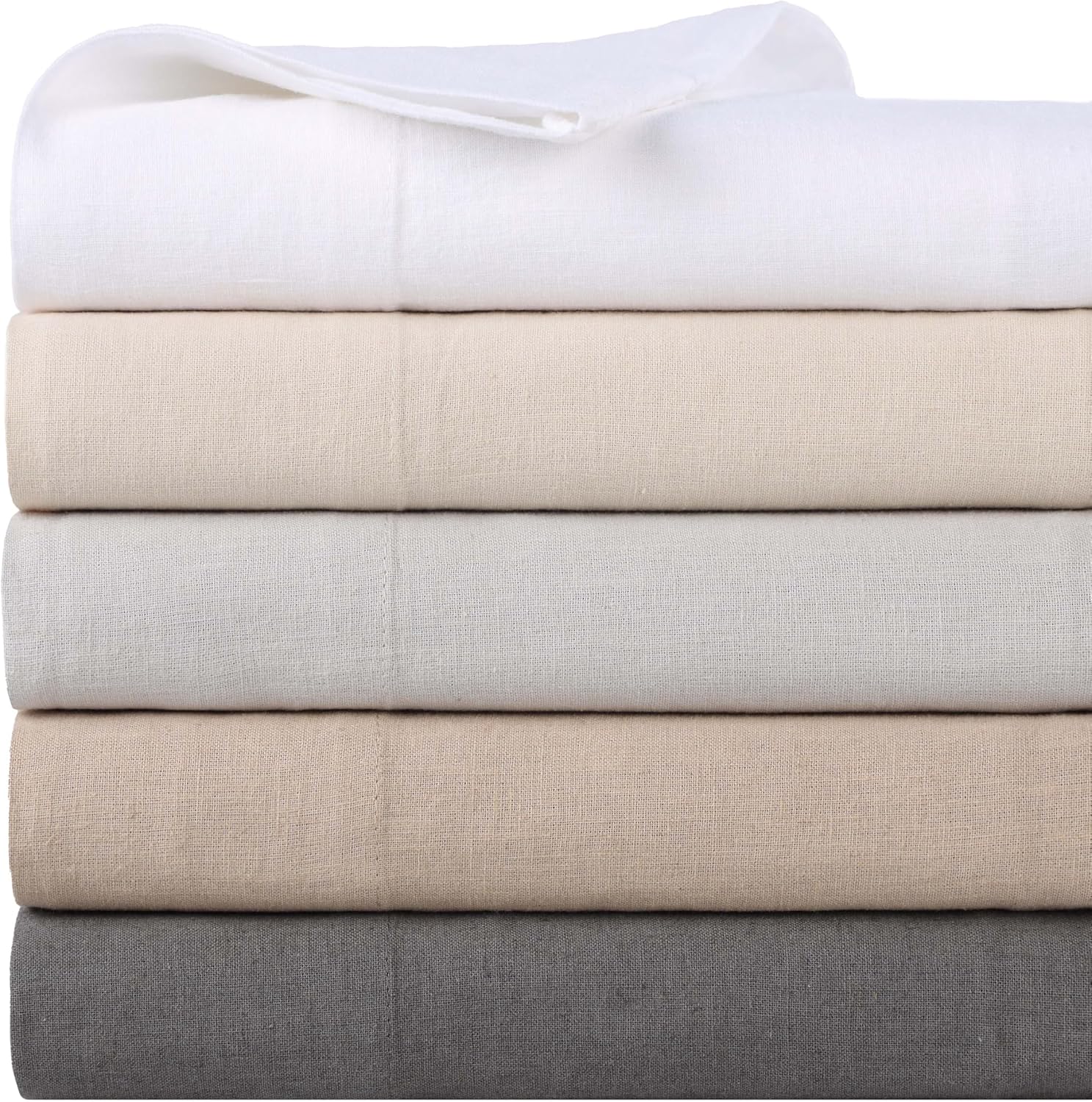 Superior Cotton Linen Blend Sheet Set, Bedsheets for Home Decor, Modern Solid Bedding Includes 1 Oversized Fitted Sheet, 1 Flat Sheet, 2 Pillowcases, Bedroom Essentials, King Size, Charcoal