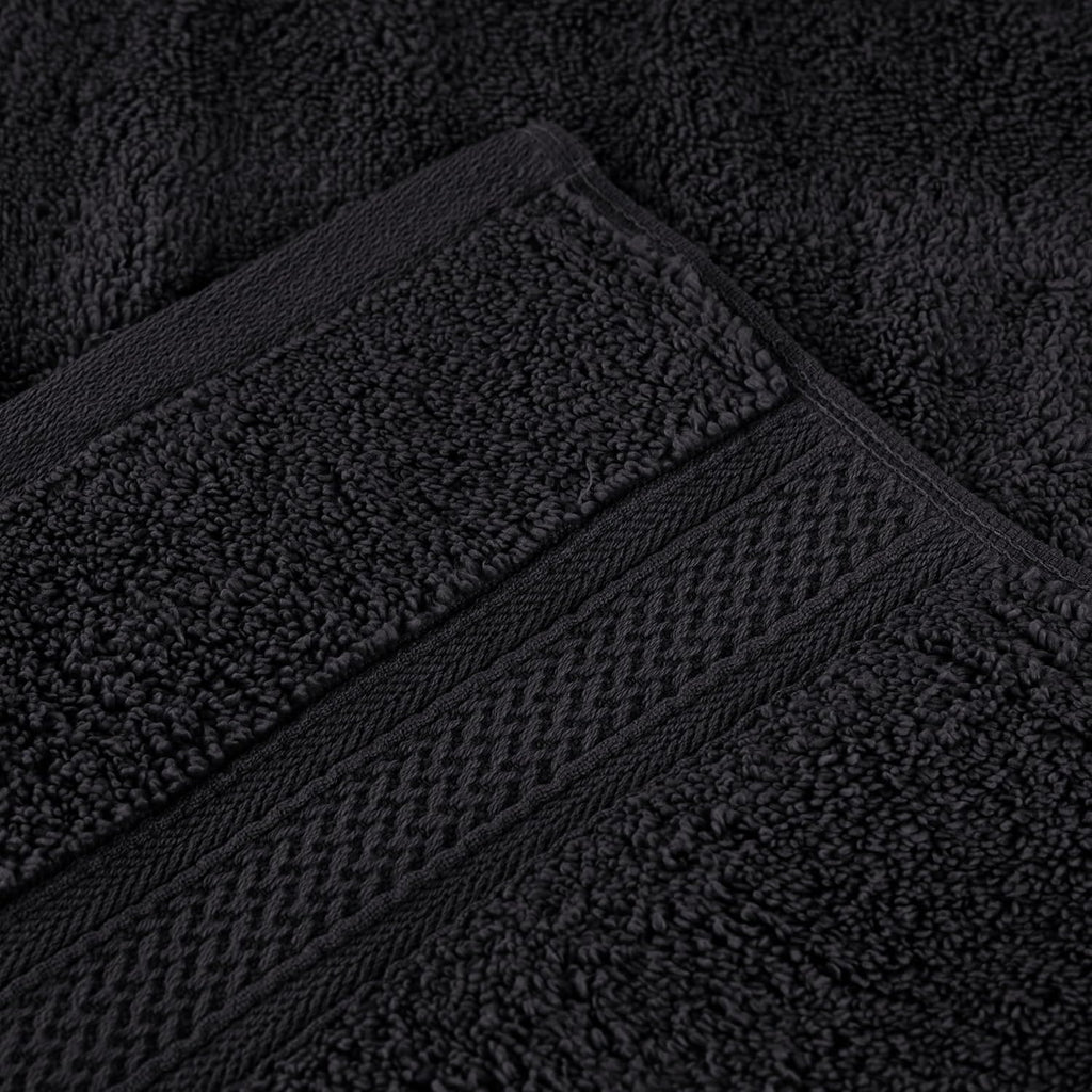 Superior Cotton Chevron 12 Piece Assorted Towel Set, Zero Twist, Quick Dry, Home Essentials, Shower, Spa, Luxury Plush Soft Absorbent Towels, Includes 4 Bath, 4 Hand, 4 Washcloth/Face Towels, Black