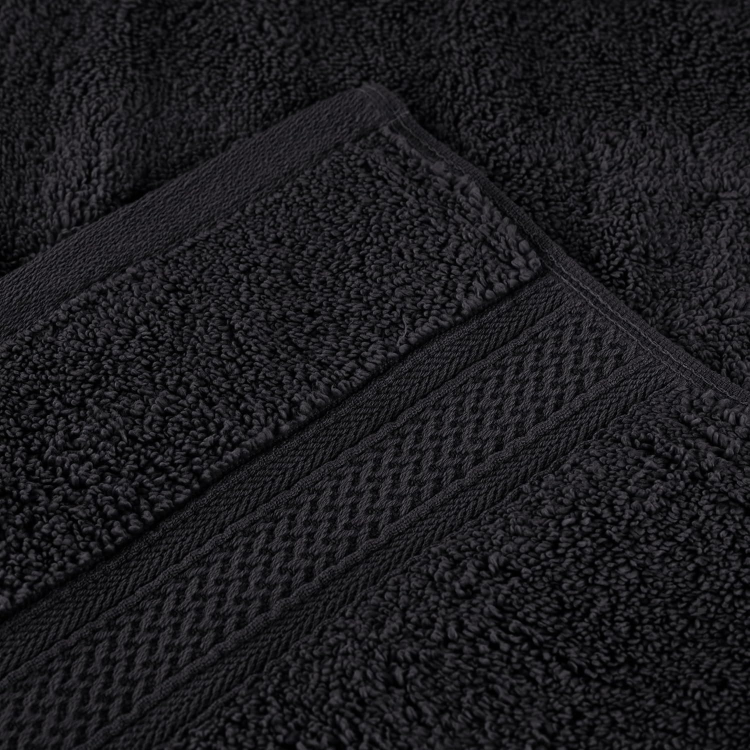 Superior Cotton Chevron 12 Piece Assorted Towel Set, Zero Twist, Quick Dry, Home Essentials, Shower, Spa, Luxury Plush Soft Absorbent Towels, Includes 4 Bath, 4 Hand, 4 Washcloth/Face Towels, Black