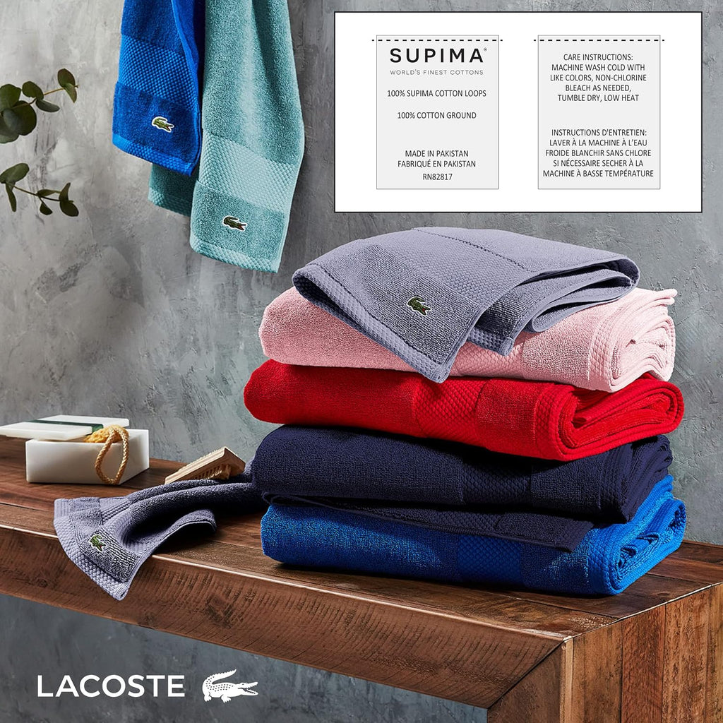 Lacoste Heritage Supima Cotton Bath Towel, Aloe, 30' x 54' (Pack of 6)
