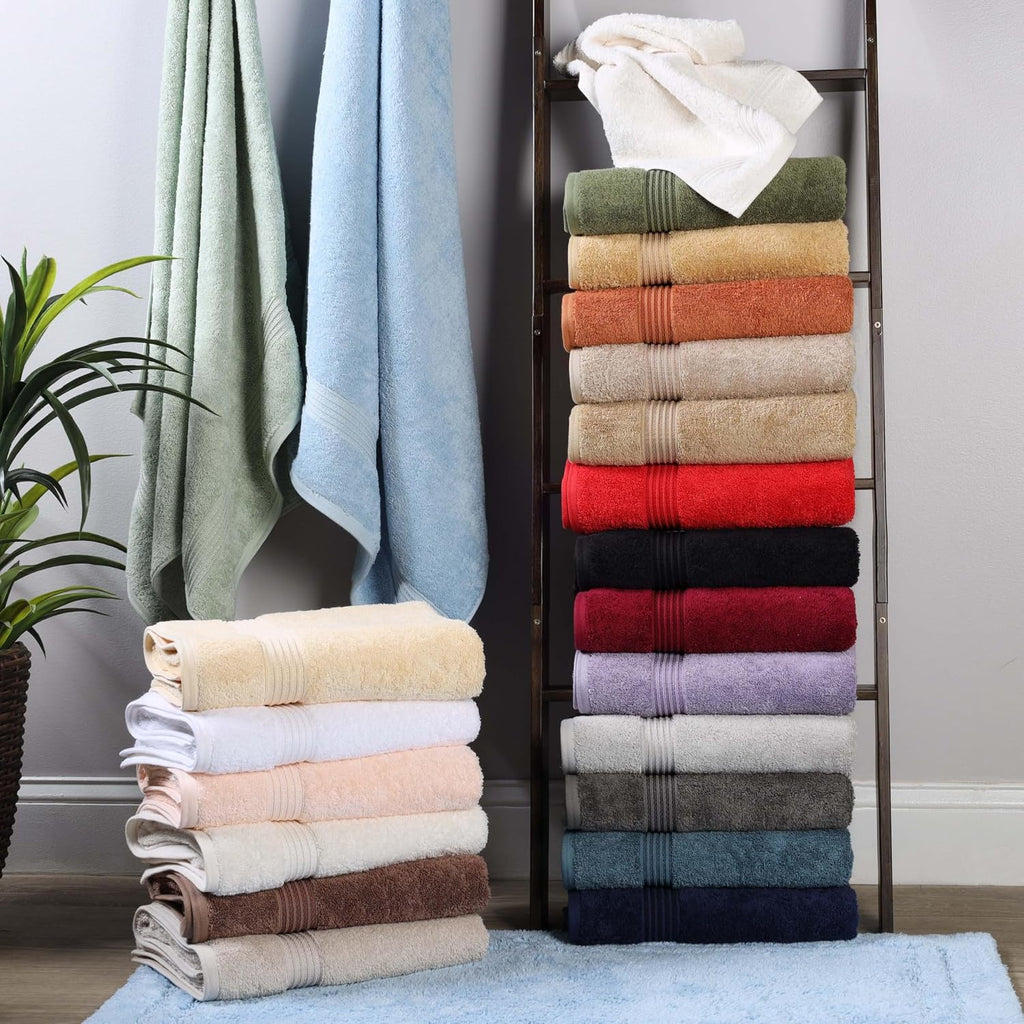 Superior Egyptian Cotton 9-Piece Towel Set, Assorted Towels for Home Bathroom, Guest Bath Decor Essentials, Includes 3 Bath, 3 Hand, 3 Face Towels/Washcloths, Quick Dry, Absorbent - Peach