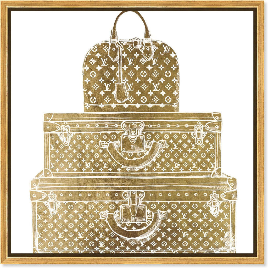 The Oliver Gal Artist Co. Fashion and Glam Framed Wall Art Canvas Prints 'Royal Bag and Luggage Gold Diecut' Travel Essentials