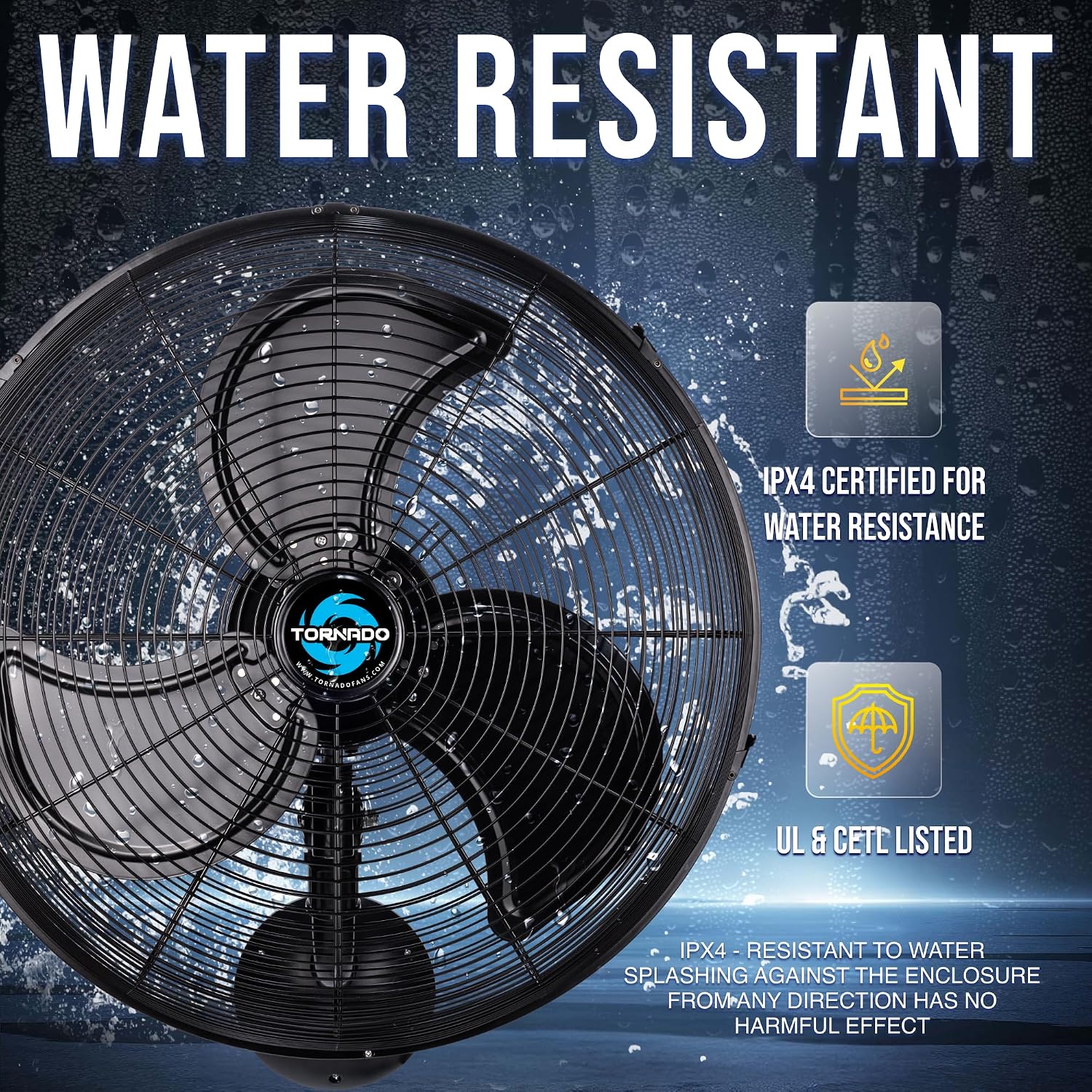 Tornado 20 Inch Pro Series Outdoor Wall Mount Fan, High Velocity, Waterproof, Oscillating, 3-Speed, 5250 CFM, UL Listed – For Industrial, Commercial, and Residential Use