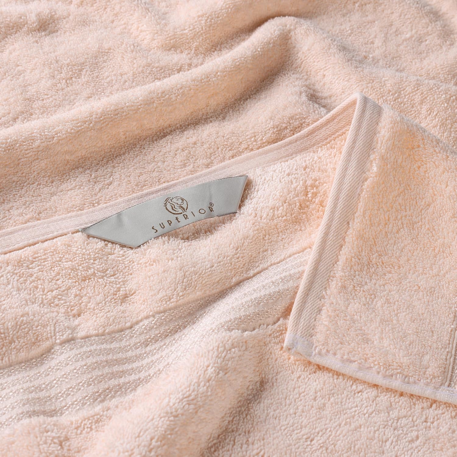 Superior Egyptian Cotton 9-Piece Towel Set, Assorted Towels for Home Bathroom, Guest Bath Decor Essentials, Includes 3 Bath, 3 Hand, 3 Face Towels/Washcloths, Quick Dry, Absorbent - Peach