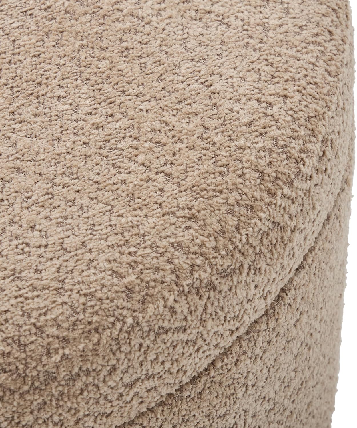 Christopher Knight Home Sadin Modern Round Ottoman with Storage for Living Room, Lift-Lid Storage Ottoman Coffee Table, Chenille Upholstered Ottoman Foot Rest, No Assembly Needed, Light Brown