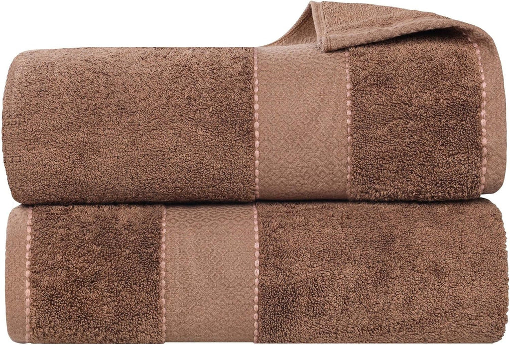 Superior Egypt Produced Giza Cotton Bath Sheet Set, Luxury Oversized, Absorbent Large Body Towels, Soft Quick Drying, Shower, Spa, Hotel, Pool, Home Essentials, Set of 2, Niles Collection, Chocolate