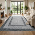 Large Braided Print Rug 10x13 Living Room Rug Soft Washable Rugs for Bedroom Low Pile Stain-Resistant Farmhouse Mat Non Slip Rustic Floor Mat for Dining Room Nursery Cottage Office Grey