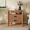 Christopher Knight Home Delwyn Modern Nightstand, Wooden Small Night Stand with Drawers and Open Storage Shelf, Bedside Table/End Table with Rounded Legs, Multipurpose Storage Cabinet, Brown