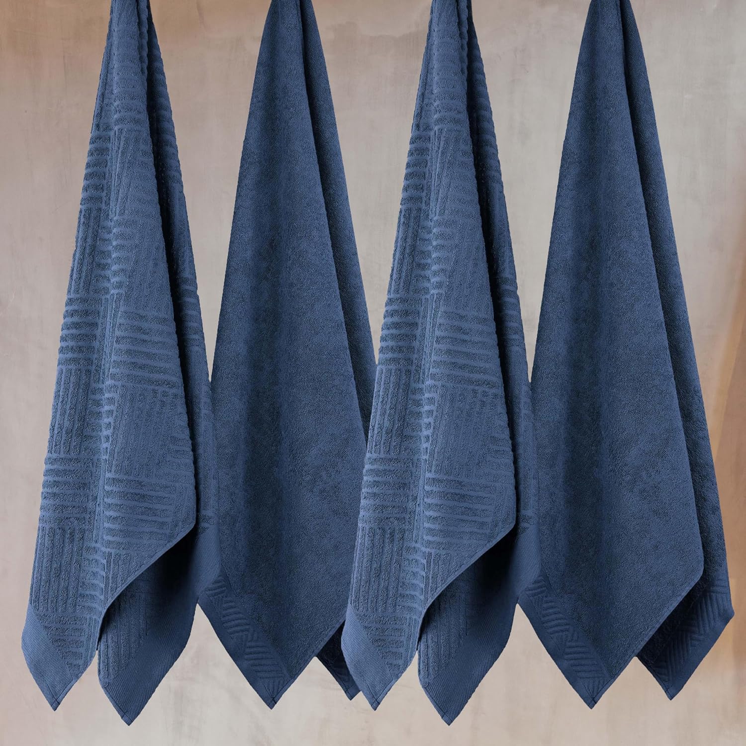 Superior Basketweave Egyptian Cotton Bath Towels, Highly Absorbent, Includes; 4 Medium Weight Bath Towels, Spa Basics, Home Essentials, Jacquard Towels and Solid Towels, Set of 4, Royal Blue
