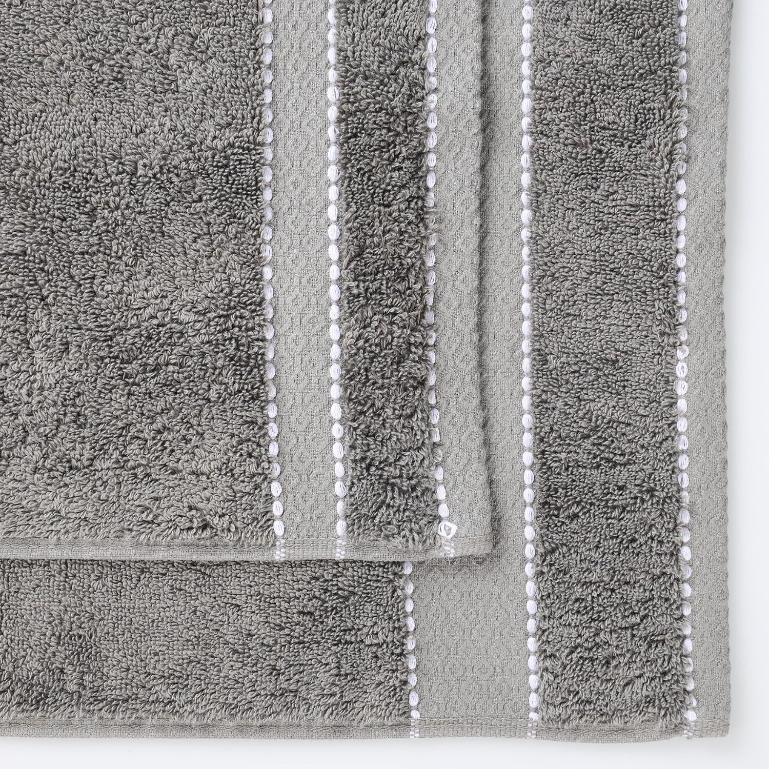 Superior Egypt Produced Giza Cotton 12 Piece Towel Set, Luxury Plush Bathroom Essentials, Quick Dry, Shower, Spa, Soft, Includes 4 Bath, 4 Hand, 4 Washcloth/Face Towels, Niles Collection, Charcoal