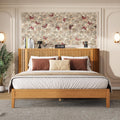Christopher Knight Home Renata Queen Bed Frame with Grace Slat Headboard, Platform Bed with Side Cabinets, Wood Bed Frame Queen Size, Solid Stable Bedframe, No Box Spring Needed, Noise Free, Natural