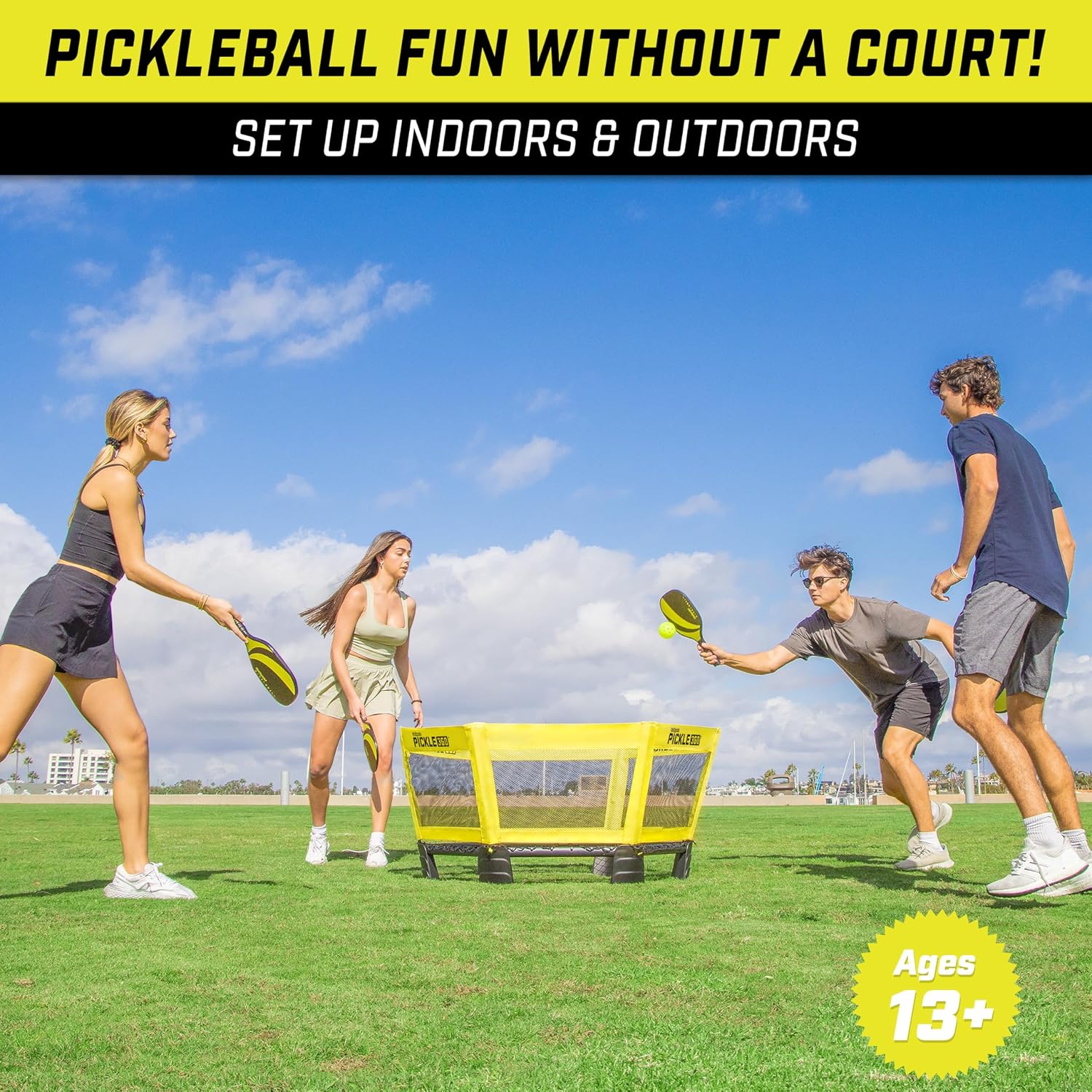 GoSports Pickle 360 Game Set – Pickleball Without a Court – Outdoor Lawn, Beach, and Backyard Paddle Ball Game