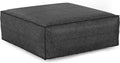 SIMPLIHOME Brody Extra Large Coffee Table Pouf - 36 inch Wide Upholstered Vegan Leather Square Ottoman in Distressed Black, Boho Footstool, Coffee Table or Extra Seating for Living Room, Assembled