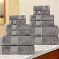 Superior Egypt Produced Giza Cotton 12 Piece Towel Set, Luxury Plush Bathroom Essentials, Quick Dry, Shower, Spa, Soft, Includes 4 Bath, 4 Hand, 4 Washcloth/Face Towels, Niles Collection, Charcoal