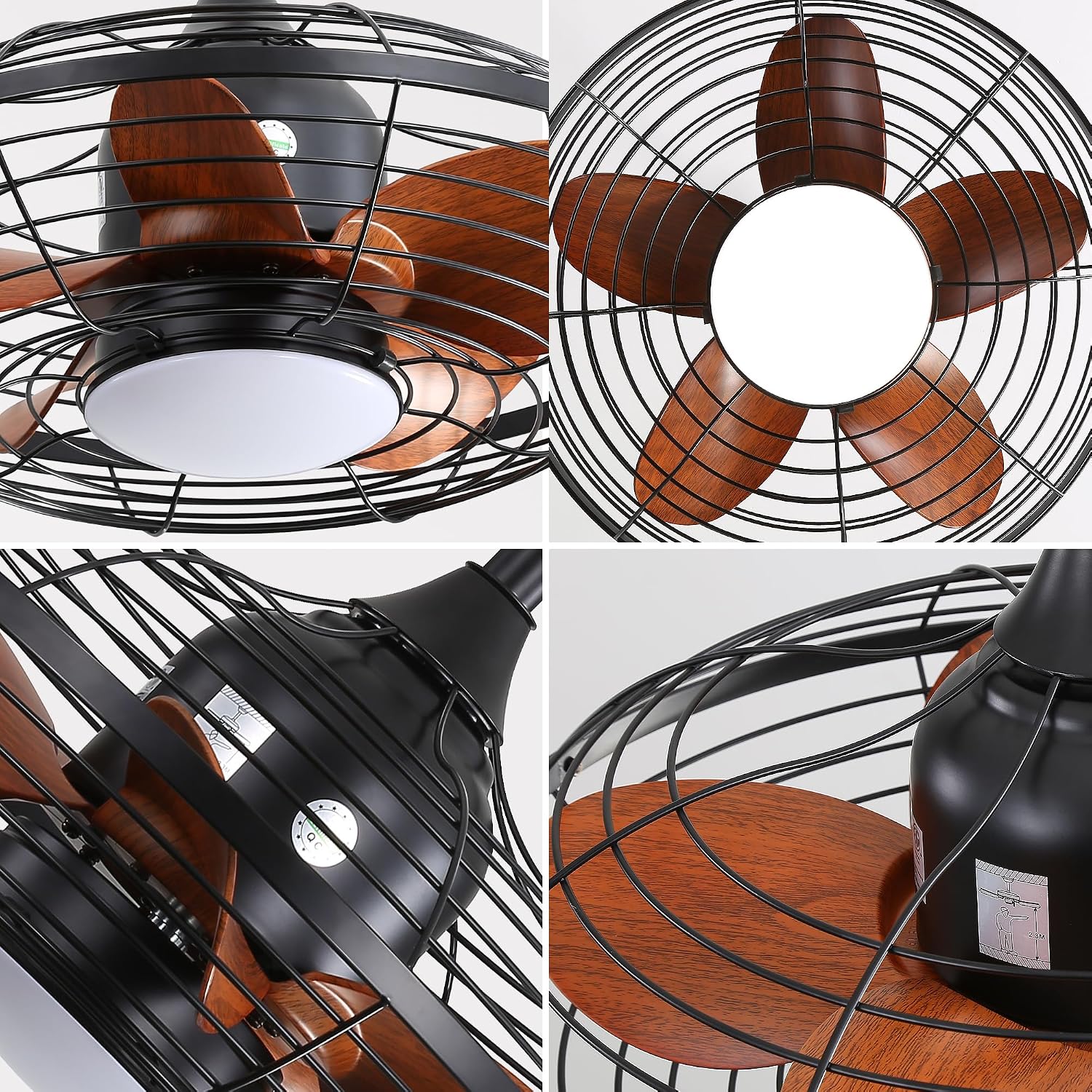 20 Inch Downrod Mount Ceiling Fan LED 18W 3CCT 5 ABS Blades DC Motor with Hanging and Hook for Outside Patios Pergola XY820
