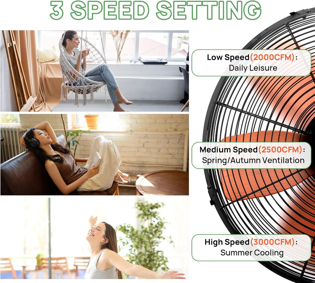 Outdoor Ceiling Fan for Patios, 20 Inch Gazebo Fan Waterproof Remote&Cord Control, 3 Speed, Low Noise, Plug in Ceiling Fan for Pergola, Porch, Gazebo, Patio (Brown)