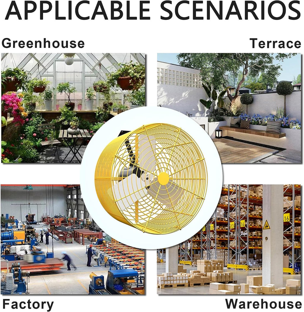 Greenhouse Circulation Fan Air Circulation Fan 1/2 HP 115V Ceiling Wall Mount Fan High Speed Circulation Fan for Greenhouse, Warehouse, Patio, Garage 7860CFM, ETL Listed