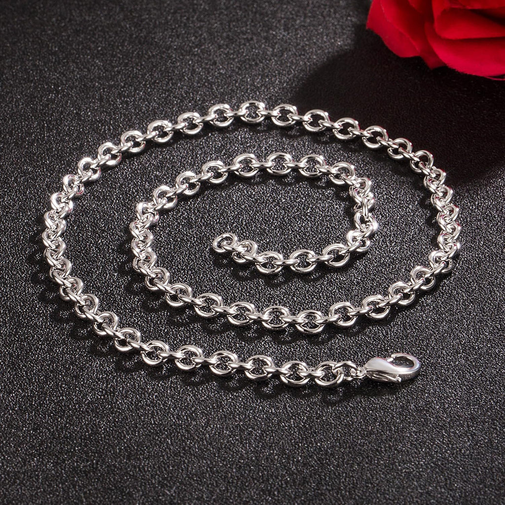 Dankadi 925 Sterling Silver Classic Round Cable Wire Link Necklace Men Cuban Curb Oval Belcher Link Chain Choker 16 to 30 in For Women 24k Gold Plated Jewelry Gift (6MM Silver, 22 inch)