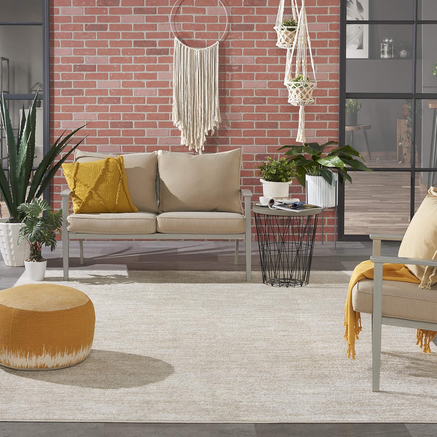 Nourison Home Nourison Essentials Ivory Beige 9' x 12' Area Rug - Easy Clean, Non Shedding, Bed Room, Living Room, Dining Room, Kitchen (9' x 12')