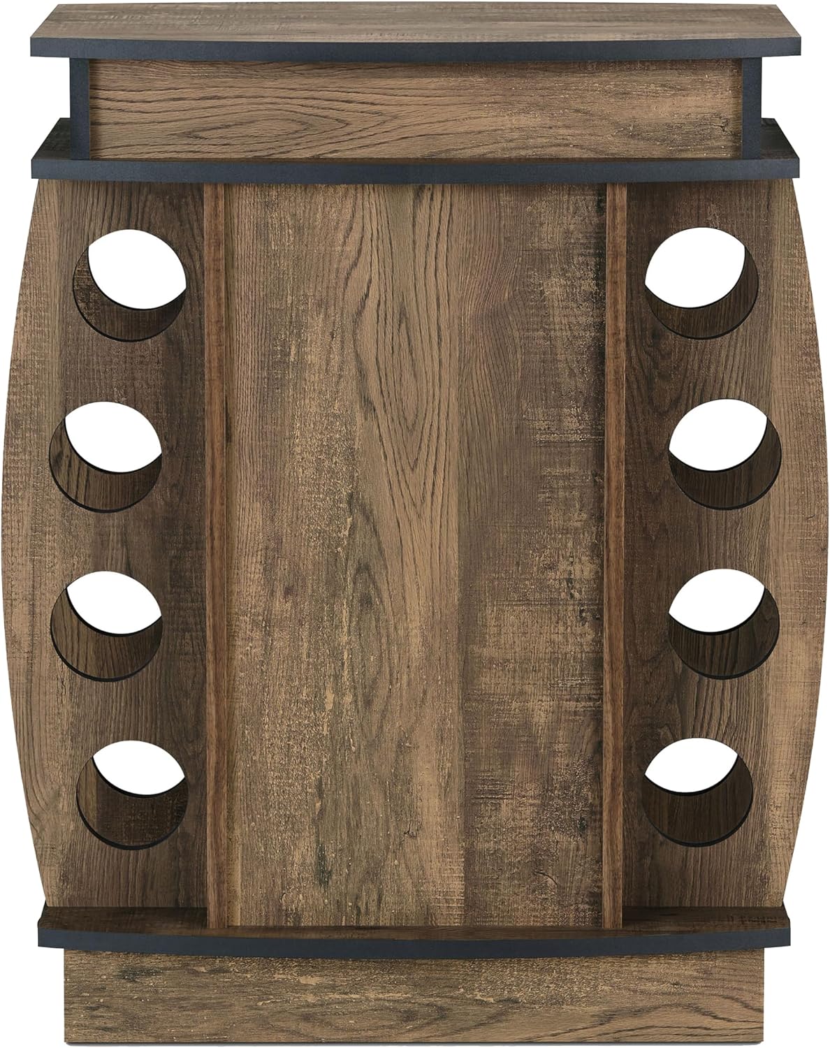 24/7 Shop at Home Delia Vintage 8 Bottle Small Wine Cabinet with Storage, Indoor Home Bar Furniture, Glass Holder, Drawer, Adjustable Shelf for Kitchen, Living Room, Apartment, Dining Room, Oak Brown