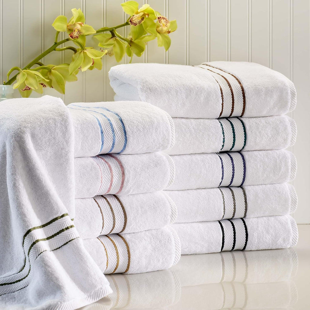 Superior Hotel Turkish Cotton 2 Piece Bath Sheet Set, Extra Large Oversized Ultra Plush Heavyweight Spa Essentials, Thick Absorbent and Soft, Dobby Border, Includes 2 Bath Sheets, White