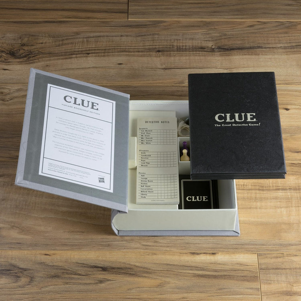 WS Game Company Vintage Board Games Bookshelf Collection - Scrabble, Monopoly & Clue in Book-Style Cases for Family Game Night, Classic Board Games for 2-6 Players, Ages 8+