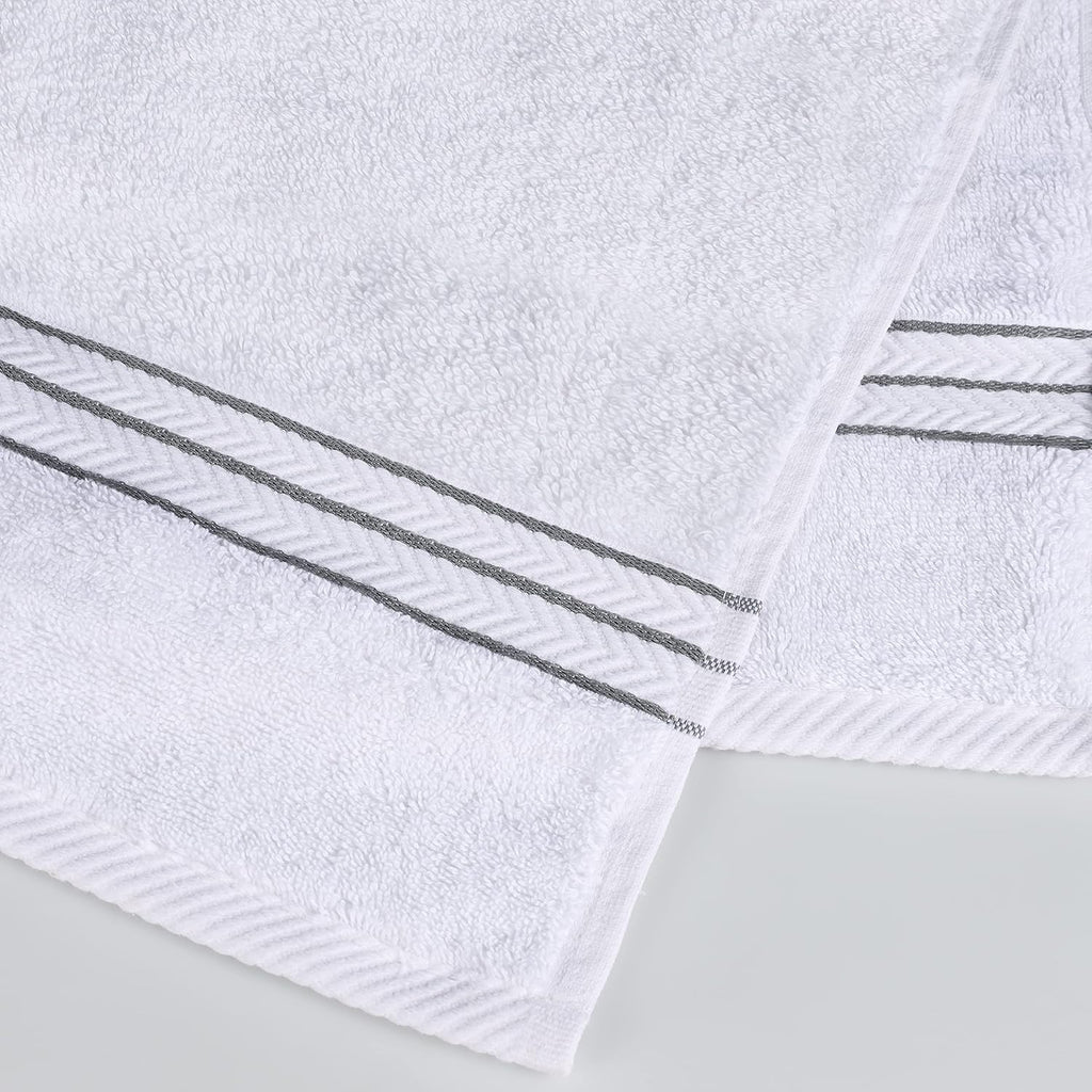 Superior Hotel Turkish Cotton 10 Piece Towel Set, Ultra Plush Spa Quality Heavyweight Essentials for Bathroom, Thick Absorbent and Soft, Dobby Border, Includes 2 Bath 4 Hand 4 Washcloths, Charcoal