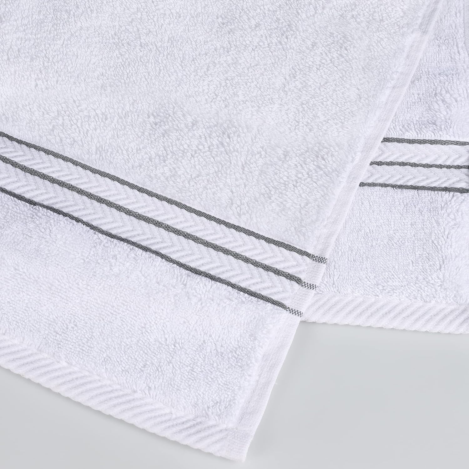 Superior Hotel Turkish Cotton 10 Piece Towel Set, Ultra Plush Spa Quality Heavyweight Essentials for Bathroom, Thick Absorbent and Soft, Dobby Border, Includes 2 Bath 4 Hand 4 Washcloths, Charcoal