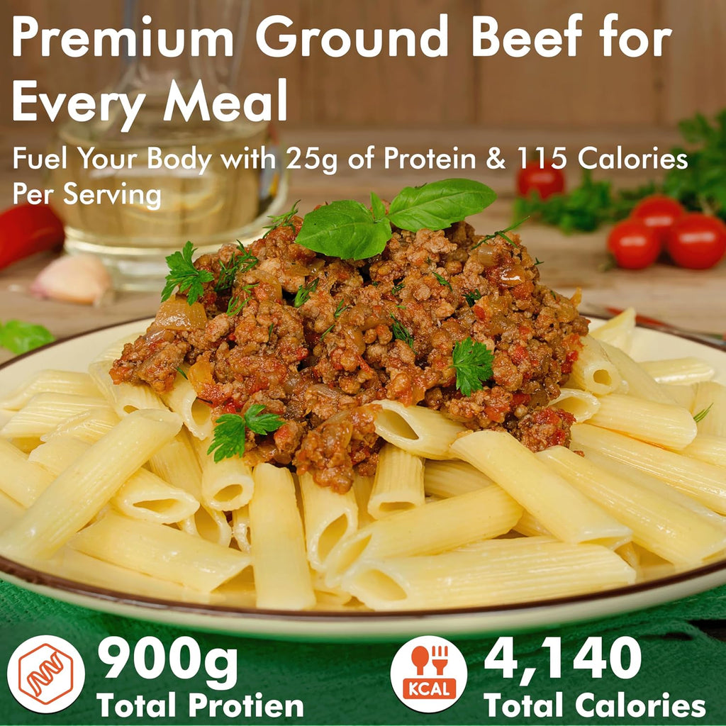 Numanna Freeze-Dried Seasoned Ground Beef Bucket 36 Servings | Over 25g Protein per Serving | Hamburger for Camping, Meal Prep, Pantry Staple, Emergency Survival | 25+ Year Shelf Life | Made in USA