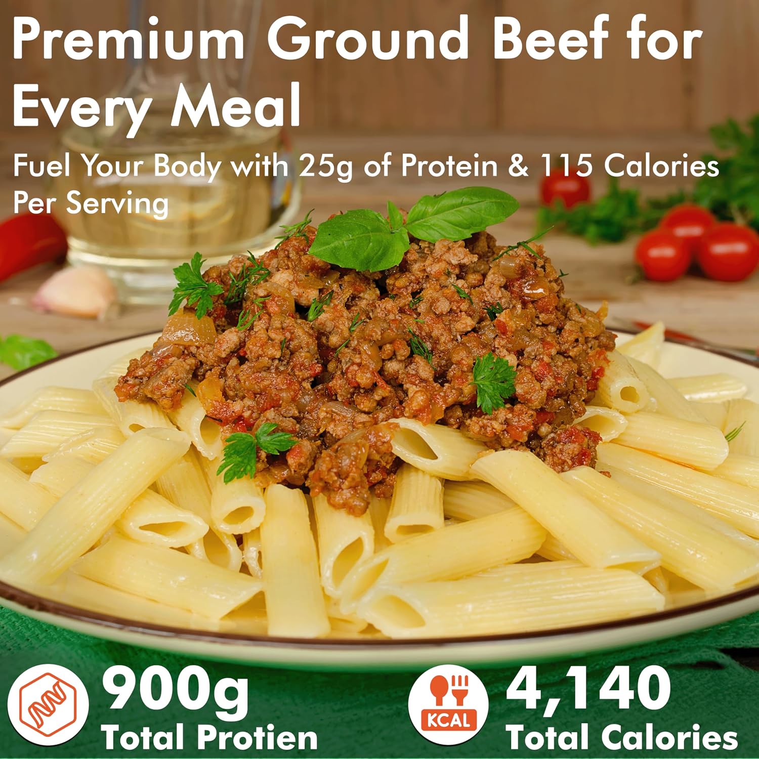 Numanna Freeze-Dried Seasoned Ground Beef Bucket 36 Servings | Over 25g Protein per Serving | Hamburger for Camping, Meal Prep, Pantry Staple, Emergency Survival | 25+ Year Shelf Life | Made in USA