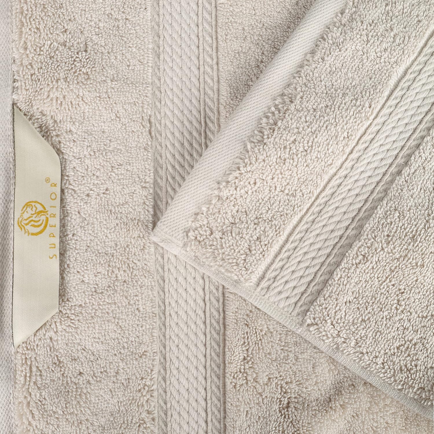 SUPERIOR Egyptian Cotton Pile Heavyweight Bath Sheet, 2 Piece Set, Stone | Highly Absorbent, Ultra Soft Luxury 800 GSM Towel Set for Bathroom, Shower, Hotel Essentials Oversize Plush Madeline Towels