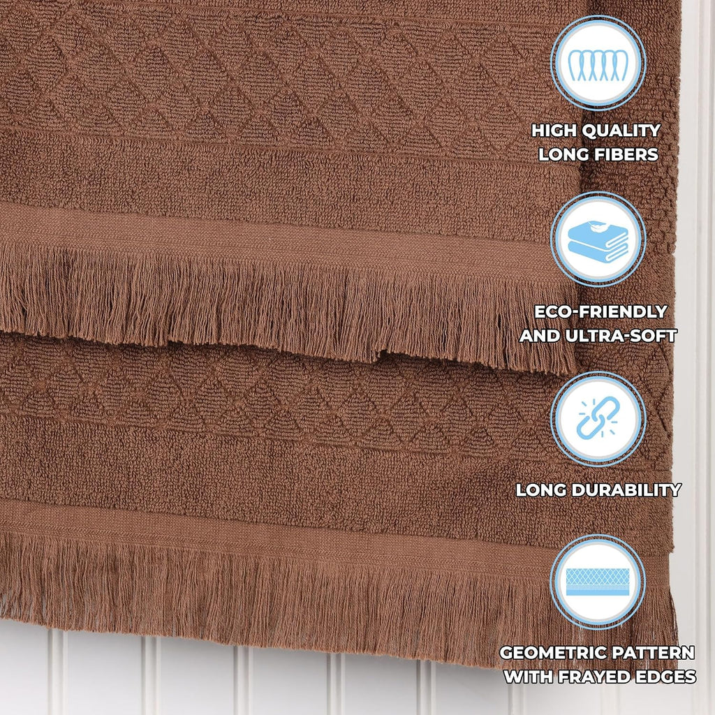 Superior Cotton 12 Piece Towel Set, Quick Dry, Bathroom Essentials, Shower, Spa, Luxury Plush Soft Absorbent Towels, Includes 4 Bath, 4 Hand, 4 Washcloth/Face Towels, Rolla Collection, Chocolate