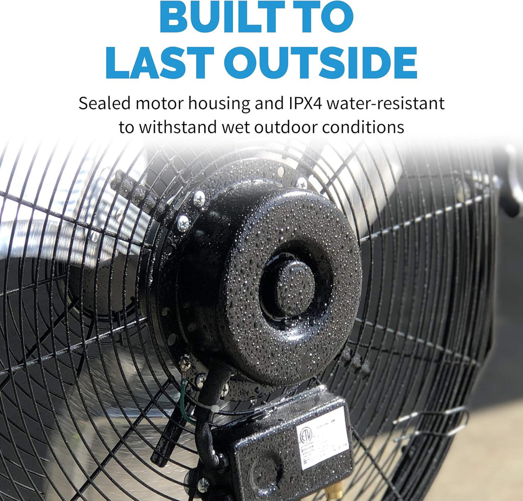 NewAir 20' High Velocity Wall Mount Fan, Heavy Duty Waterproof Outdoor Fan, Adjustable Tilt and 3 Speeds up to 4650 CFM, Pull Chain Switch | Wall Fan or Garage Fan for Indoor, Patio, Gym or Porch
