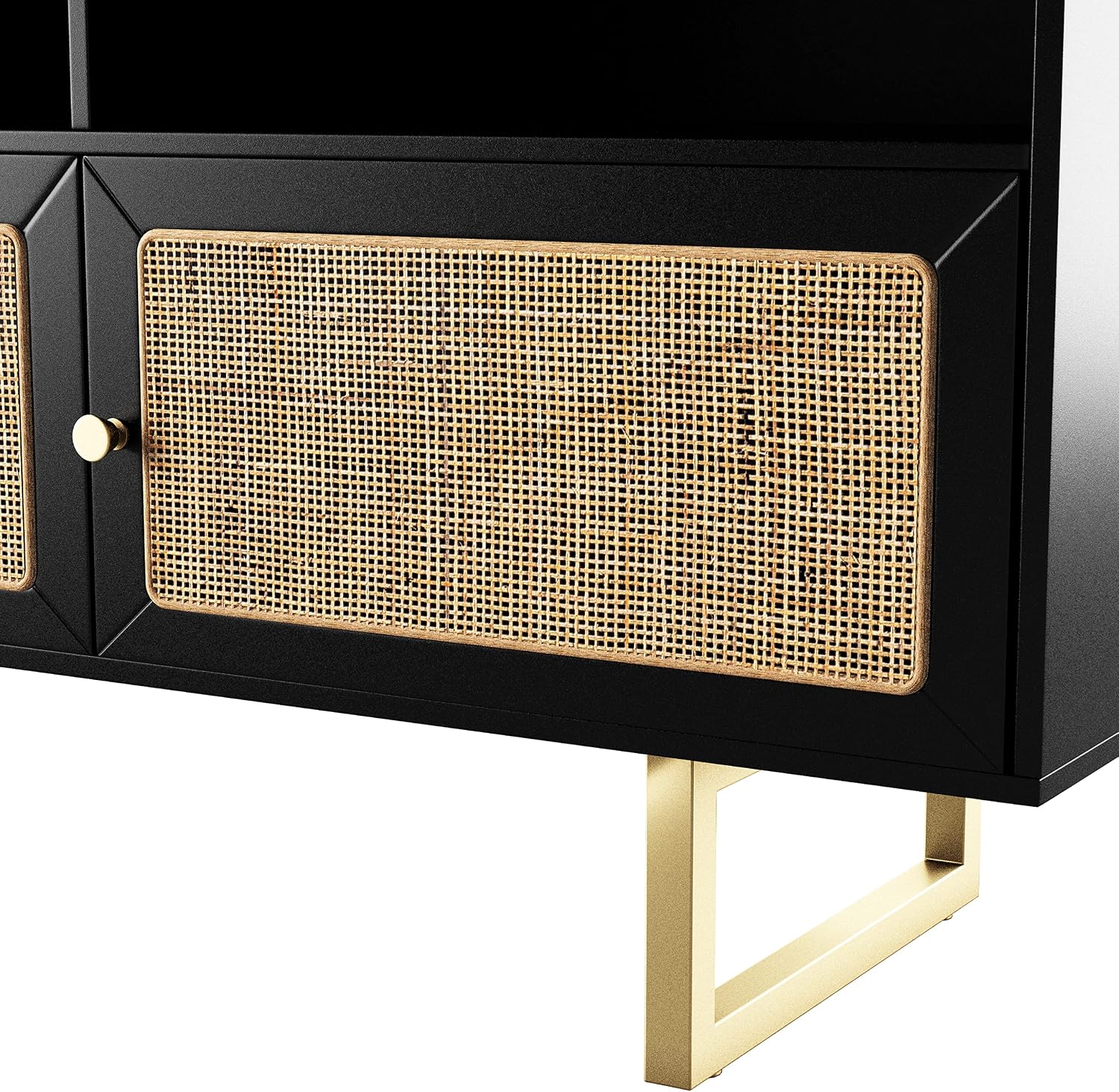 SEI Furniture - Mursley Media Cabinet with Storage - Transitional Design, Black Rattan - Ideal for Living Room, Family Room (MS1222613)
