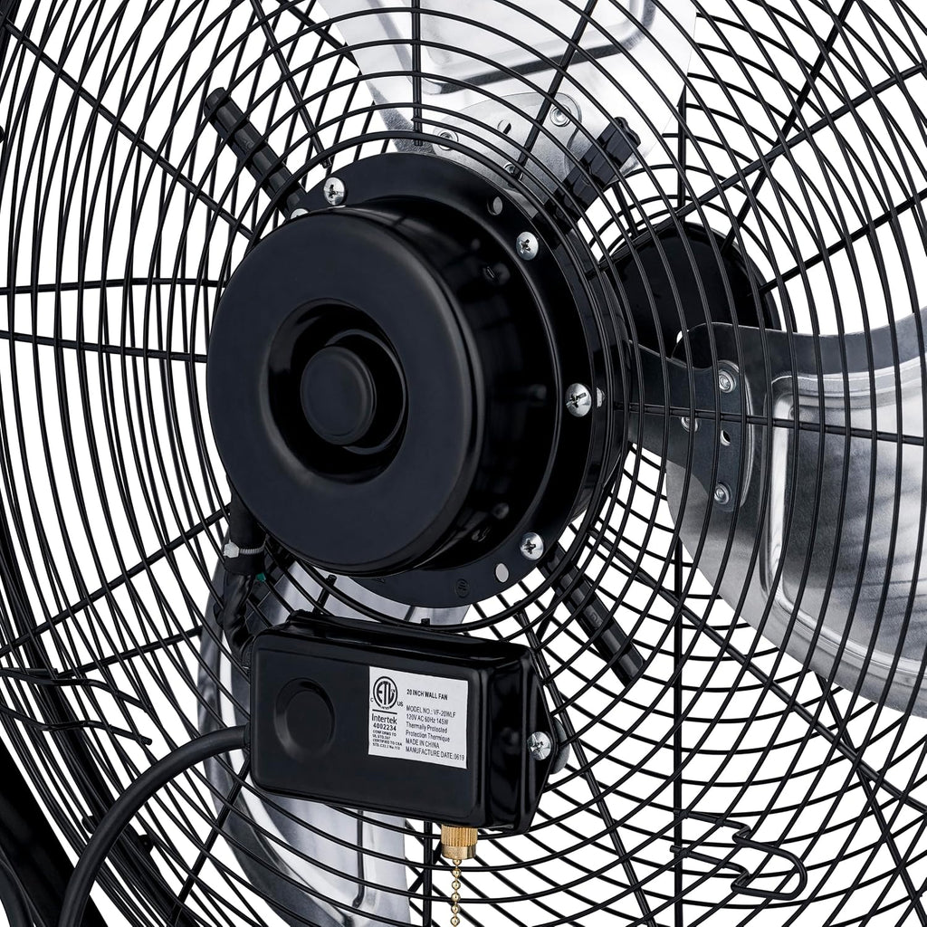 NewAir 20' High Velocity Wall Mount Fan, Heavy Duty Waterproof Outdoor Fan, Adjustable Tilt and 3 Speeds up to 4650 CFM, Pull Chain Switch | Wall Fan or Garage Fan for Indoor, Patio, Gym or Porch
