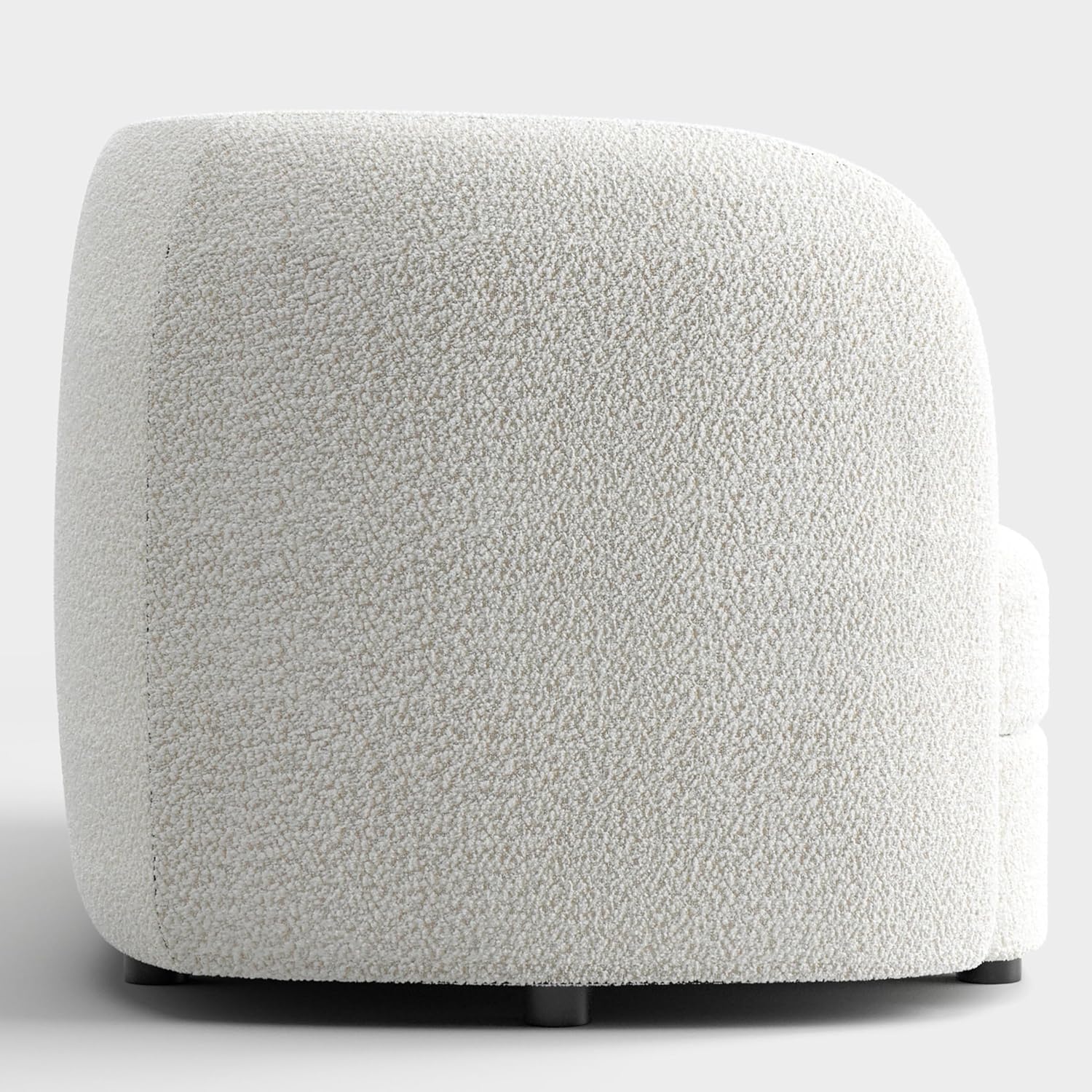 Furniture of America Nimiane Modern Boucle Barrel Chair with Curved Arms and Wooden Legs, Fabric Upholstered Armchair, Comfy Sofa Chair for Living Room, Bedroom, Home Office, Off-White