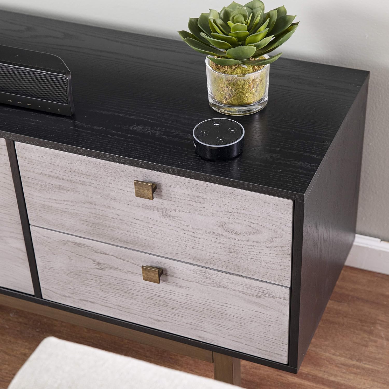 SEI Furniture Enderly w/Storage Media Console, Grey/Black (AMZ3146901SM)