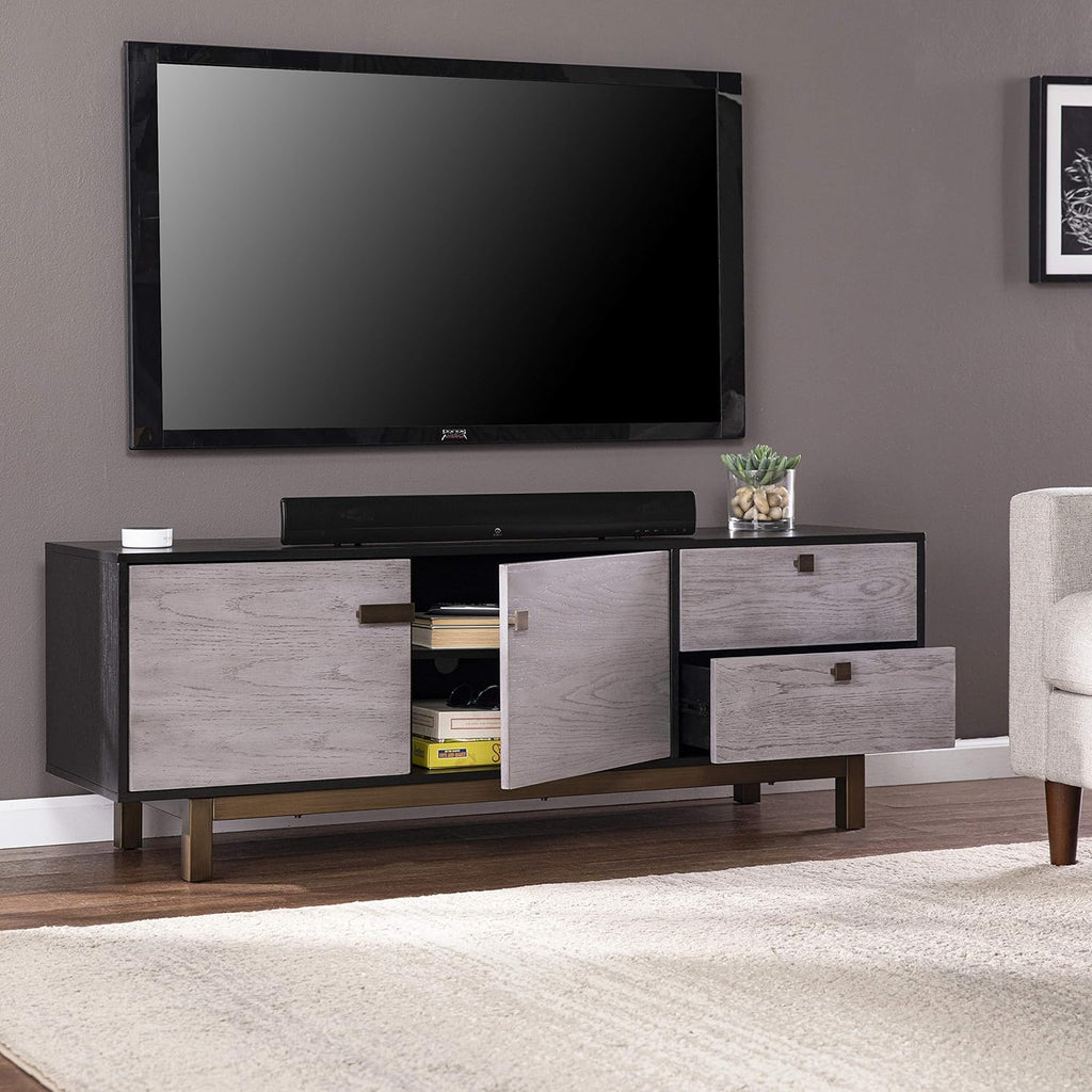 SEI Furniture Enderly w/Storage Media Console, Grey/Black (AMZ3146901SM)