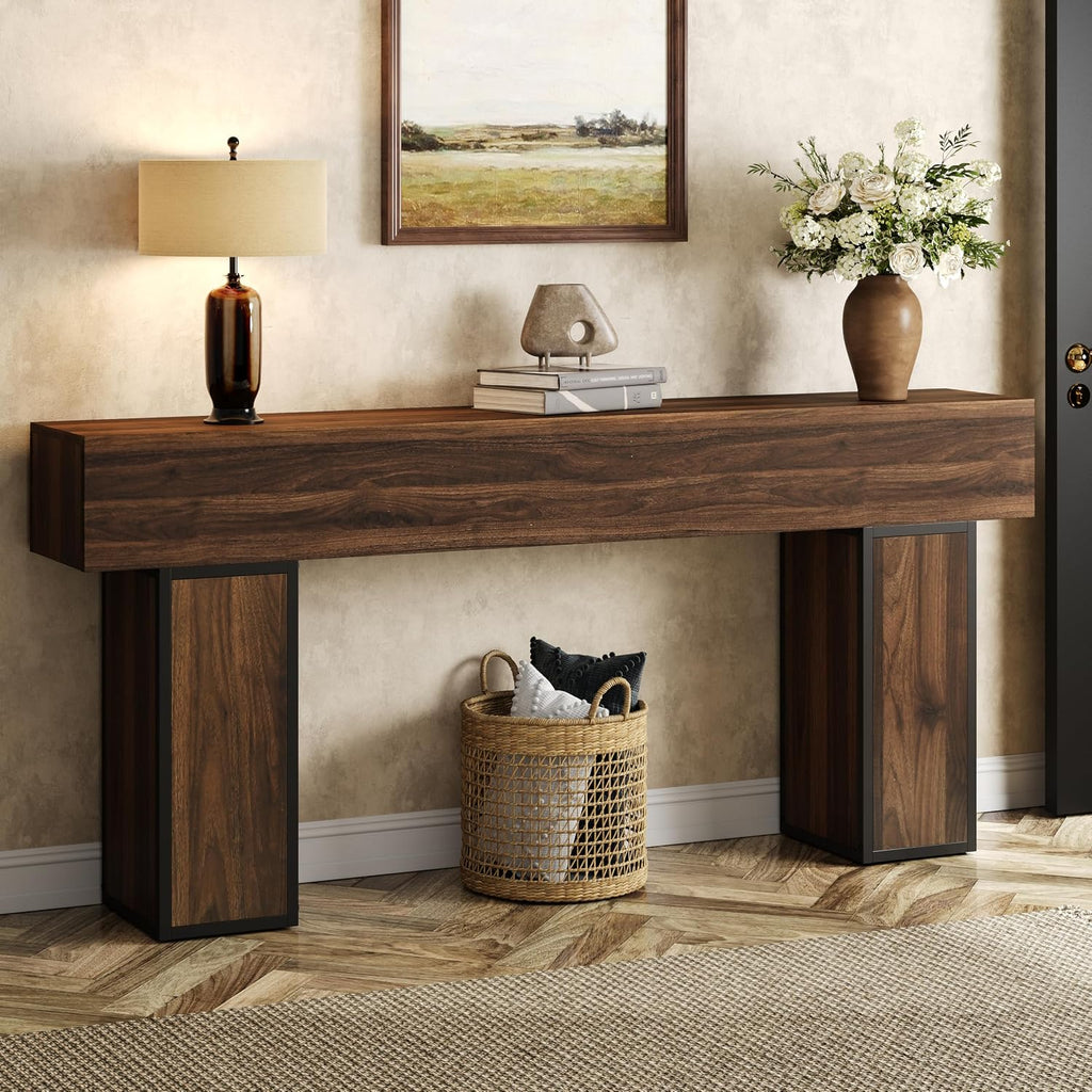 knoworld 70.9-Inch Long Console Table, Wooden Sofa Table Behind Couch Tables, Farmhouse Entryway Table Accent Table for Entrance, Hallway, Living Room, Foyer, Rustic Brown