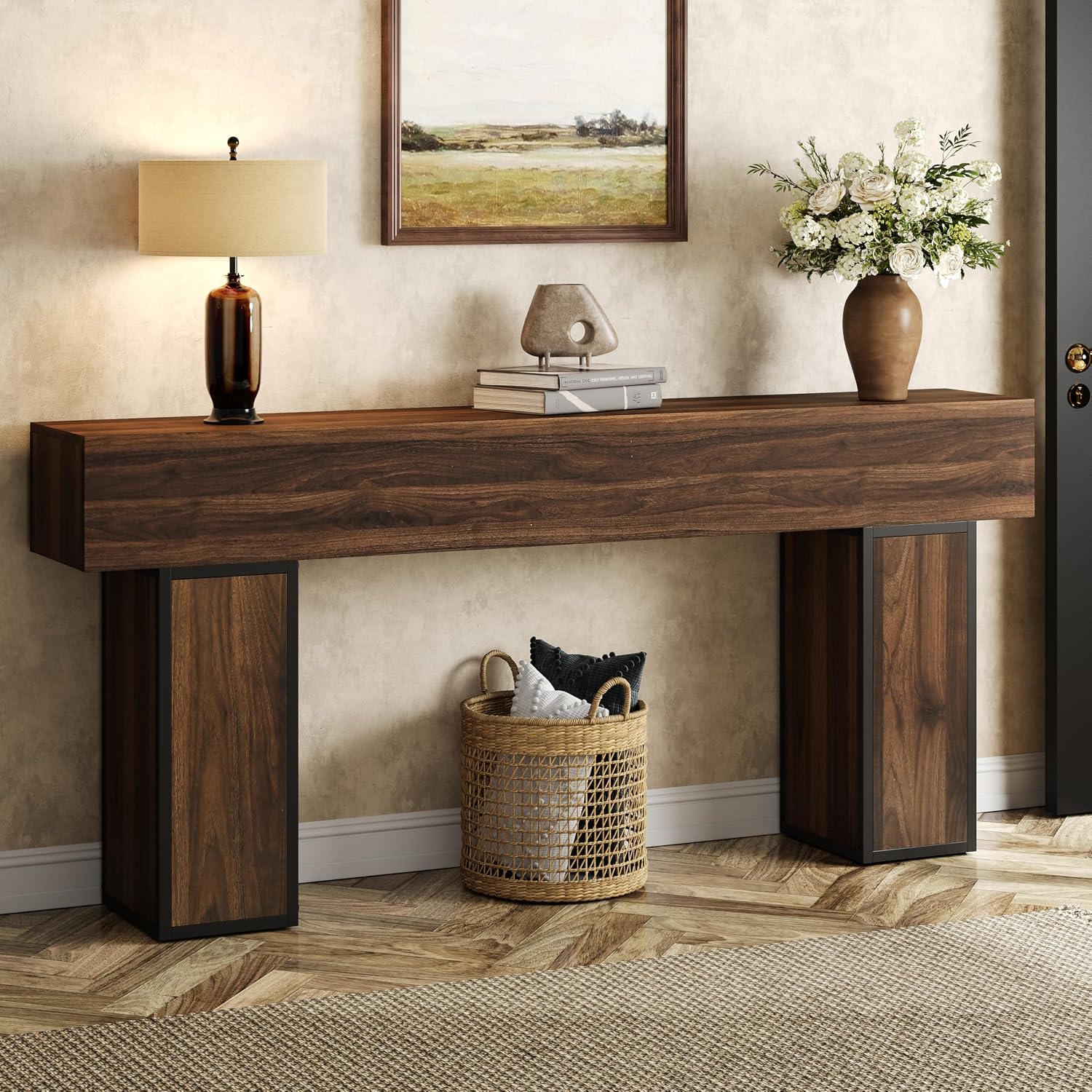 knoworld 70.9-Inch Long Console Table, Wooden Sofa Table Behind Couch Tables, Farmhouse Entryway Table Accent Table for Entrance, Hallway, Living Room, Foyer, Rustic Brown