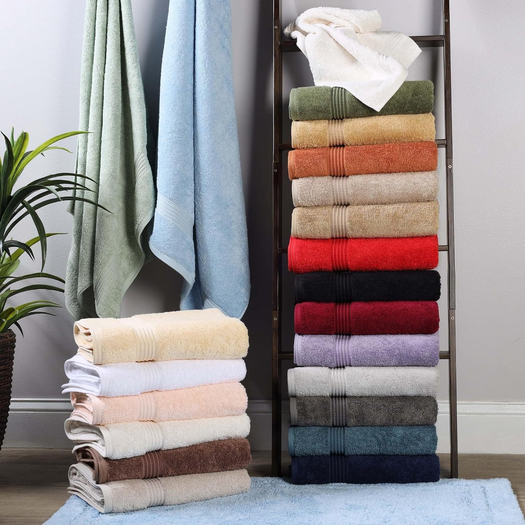Superior Egyptian Cotton 9-Piece Towel Set, Assorted Towels for Home Bathroom, Master, Guest Bath, Decor Essentials, Includes 3 Bath, 3 Hand, 3 Face Towels/Washcloths, Quick Dry, Absorbent, Stone