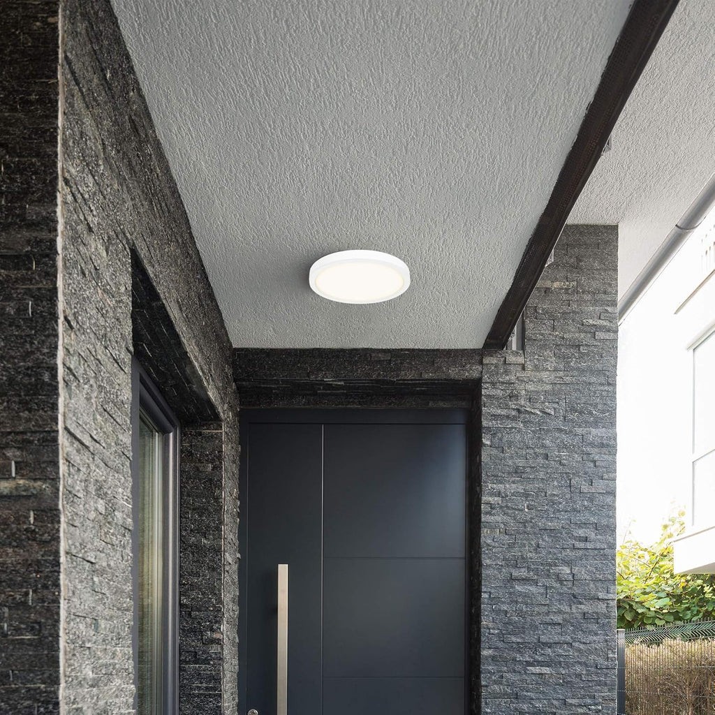 DALS Lighting 10 Inch Round Indoor/Outdoor LED Ceiling Flush Mount (White)